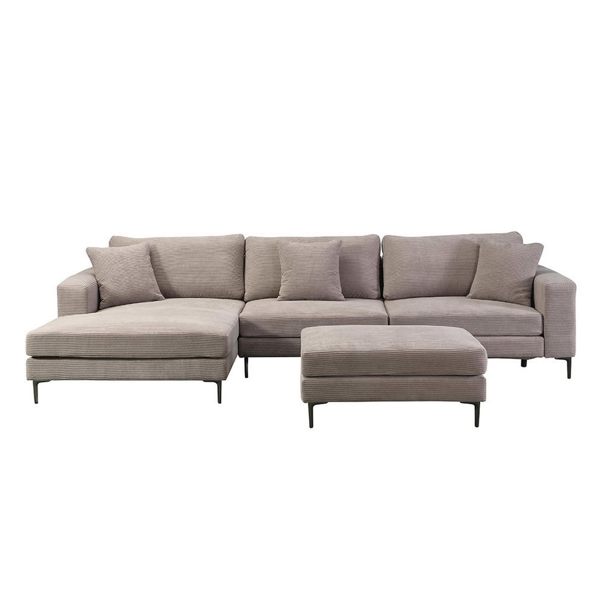 SOFA BELLANO - Beige, L - Links - Beige, Holz/Kunststoff (340/188cm) - Home Deluxe