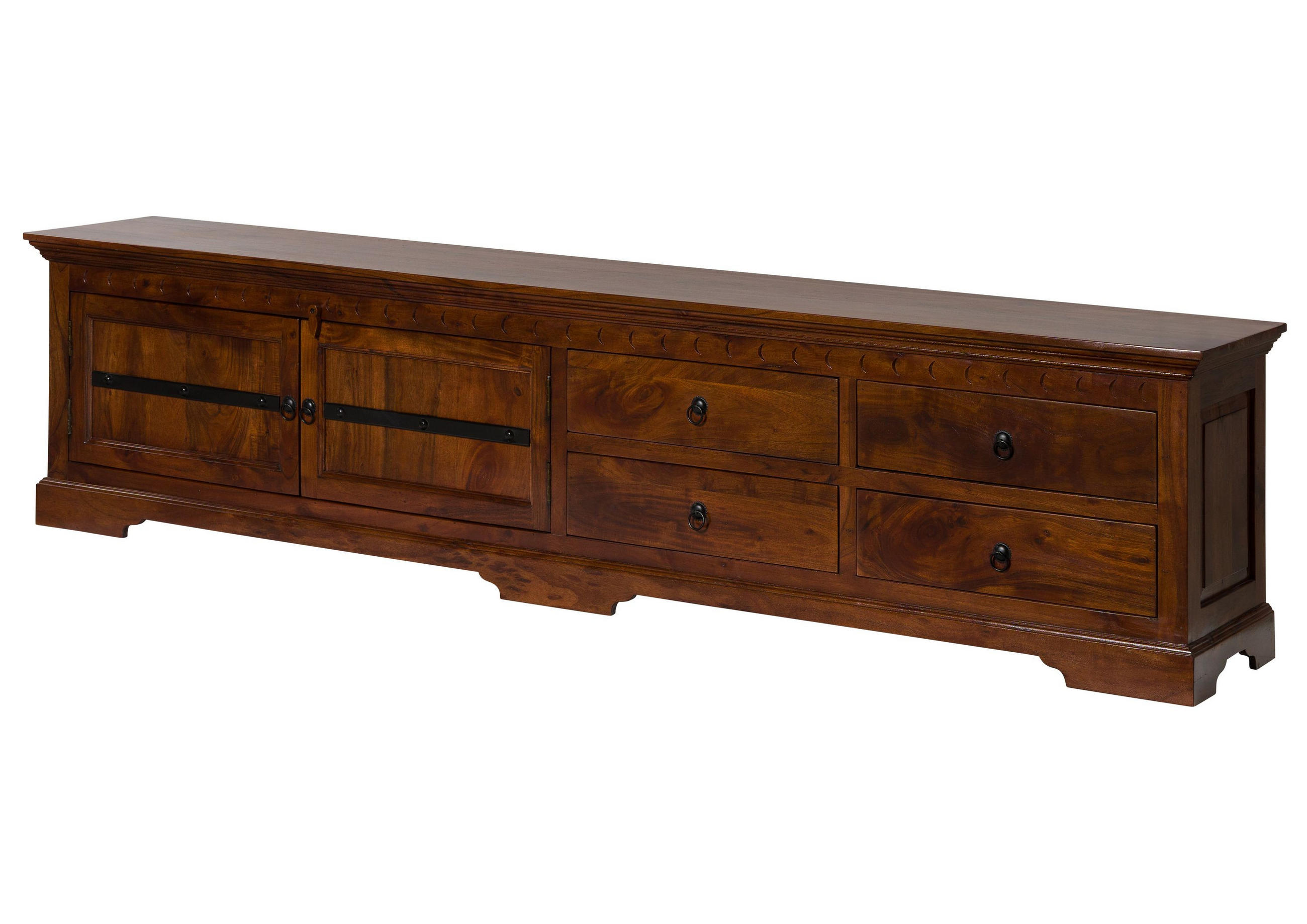TV-BOARD Akazie 240x40x55 nougat lackiert OXFORD #1017 - Dunkelbraun, Holz (240/55/40cm) - Massivmoebel24