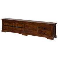 TV-BOARD Akazie 240x40x55 nougat lackiert OXFORD #1017 - Dunkelbraun, Holz (240/55/40cm) - Massivmoebel24