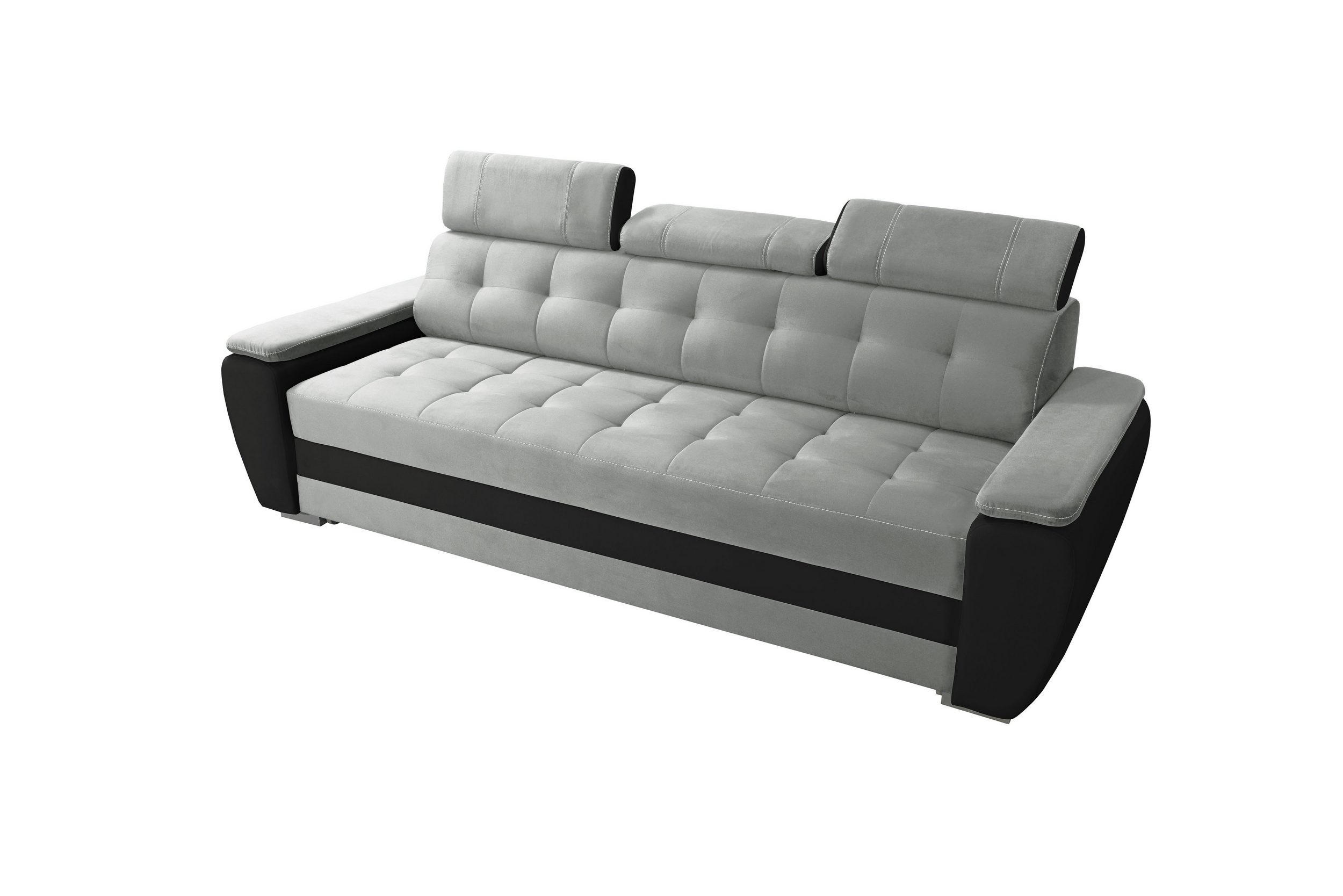 SCHLAFSOFA DIANA Schaumstoff und Holz Breite 230 cm - Grau, Holz (230/90/95cm) - Robin
