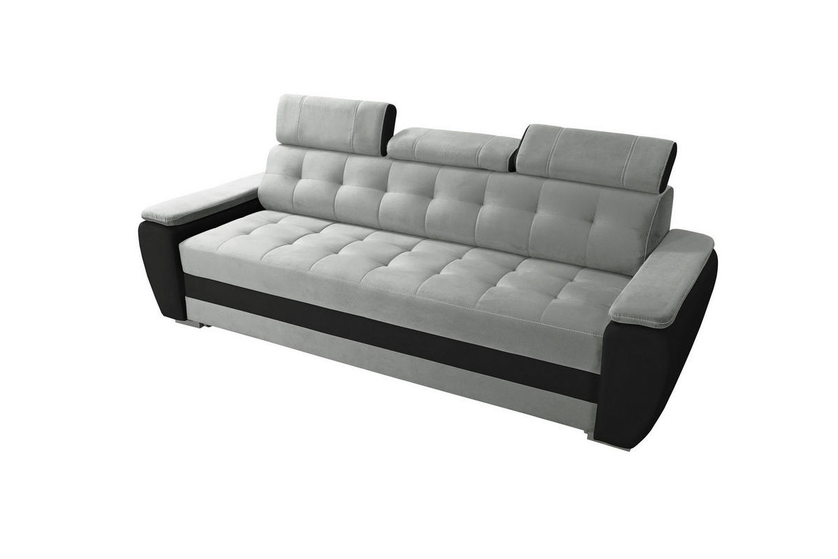 SCHLAFSOFA DIANA Schaumstoff und Holz Breite 230 cm - Grau, Holz (230/90/95cm) - Robin