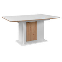 ESSTISCH weiß, Eiche Artisan, Säulentisch ausziehbar 160 - 200 x 90 cm - Weiß/Eiche Artisan, Holzwerkstoff (160/90/76cm) - Furn.Design