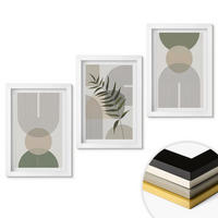 WANDBILDER 3er-Set - 20x30 cm Weißer Rahmen - Abstrakte Formen mit Grün - Weiß, Kunststoff (20/30cm) - ArtPrintCave