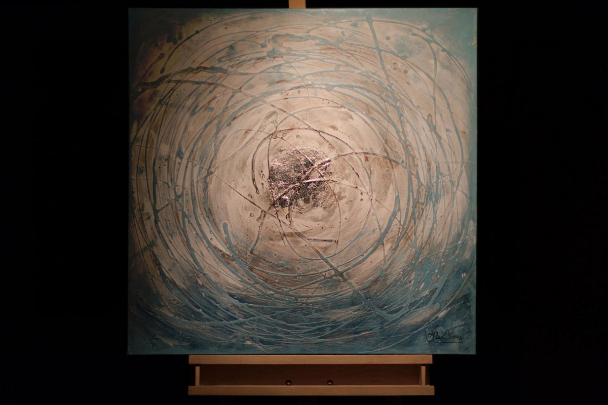 ACRYLBILD HANDGEMALT 80/80 cm - Blau/Weiß, Holz/Textil (1.6/80cm) - KUNSTLOFT