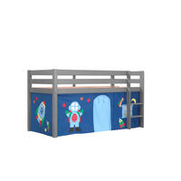 KINDERBETT Karolina 210x114x106 Massivholz Grau Textilset Astro 1 - Blau/Grau, Holz (90/200cm) - 58aufmkessel