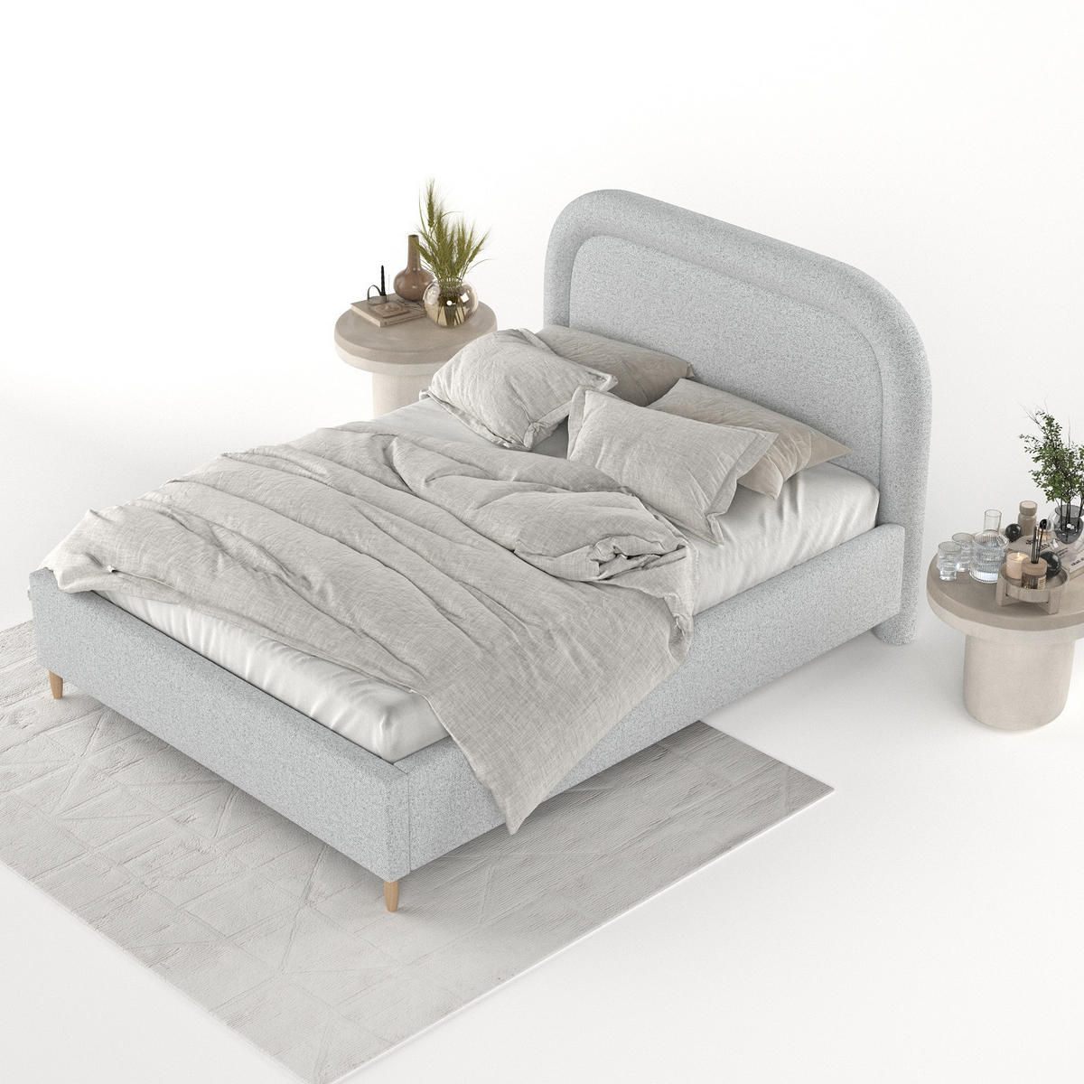 POLSTERBETT Zoya 160/200 cm Hellgrau im Riva Stoff - Hellgrau/Naturfarben, Holz/Holzwerkstoff (160/200cm) - AltaBeds