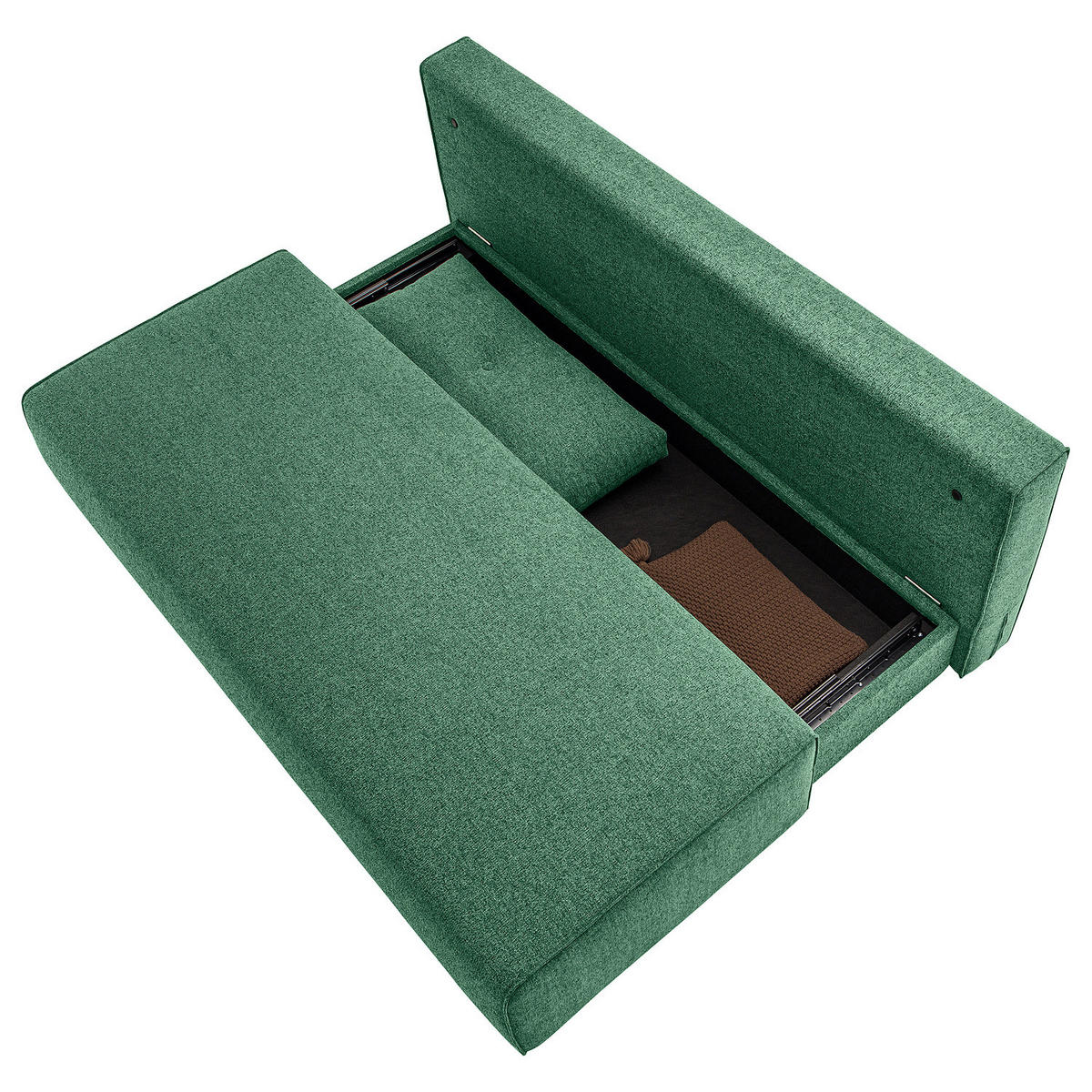 SCHLAFSOFA - Webstoff - Braun/Grün, Holz/Textil (200/86/102cm) - home24