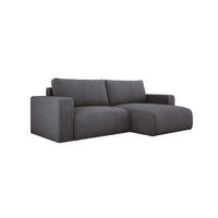 ECKSOFA Carl L-förmig Schlaffunktion und Bettkasten weicher Cordstoff flexibel stellbar lose Rückenkissen freistehend RECHTS 247x143x83cm Grey - Grau, Holz/Textil (247/143cm) - DomoHome
