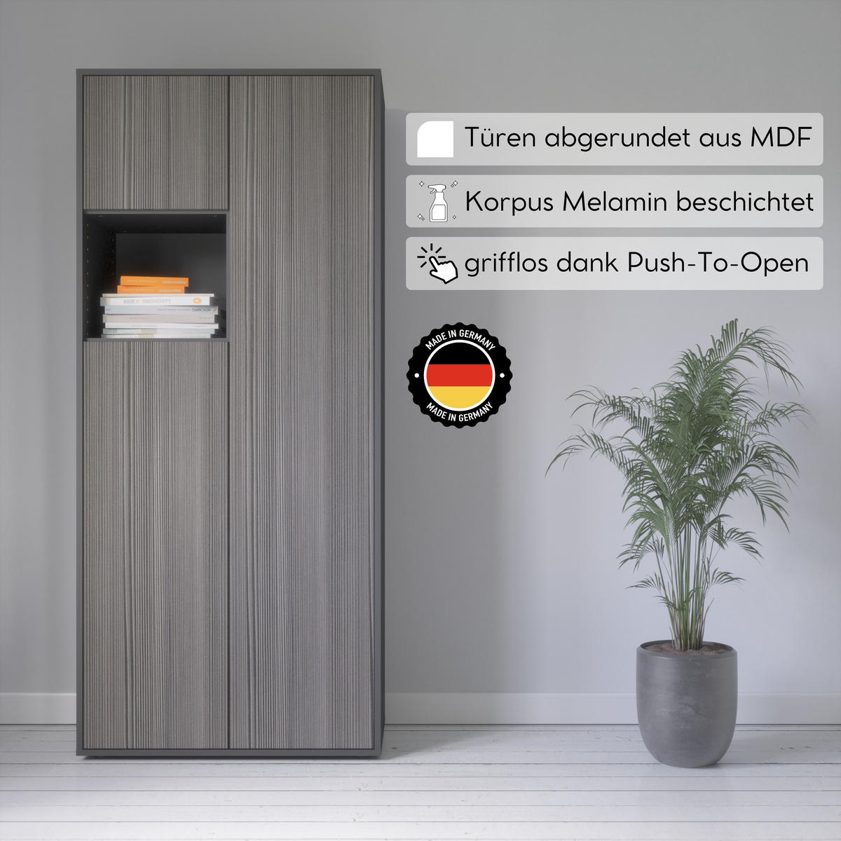 AKTENSCHRANK Amira T10 Avola Anthrazit 180/80/40 cm - Anthrazit, Holzwerkstoff (80/180/40cm) - SIMPLYFURN