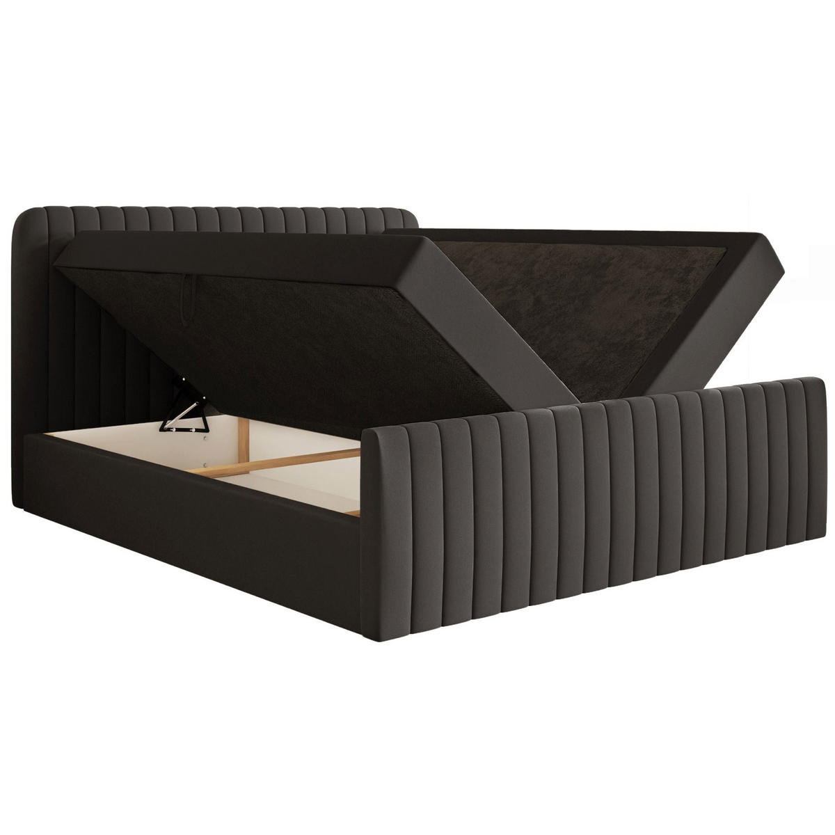 BOXBETT Saliano mit Topper und Chenille-Bezug Graphit, 200x200 cm - Graphitfarben, Kunststoff/Textil (200/200cm) - Selsey