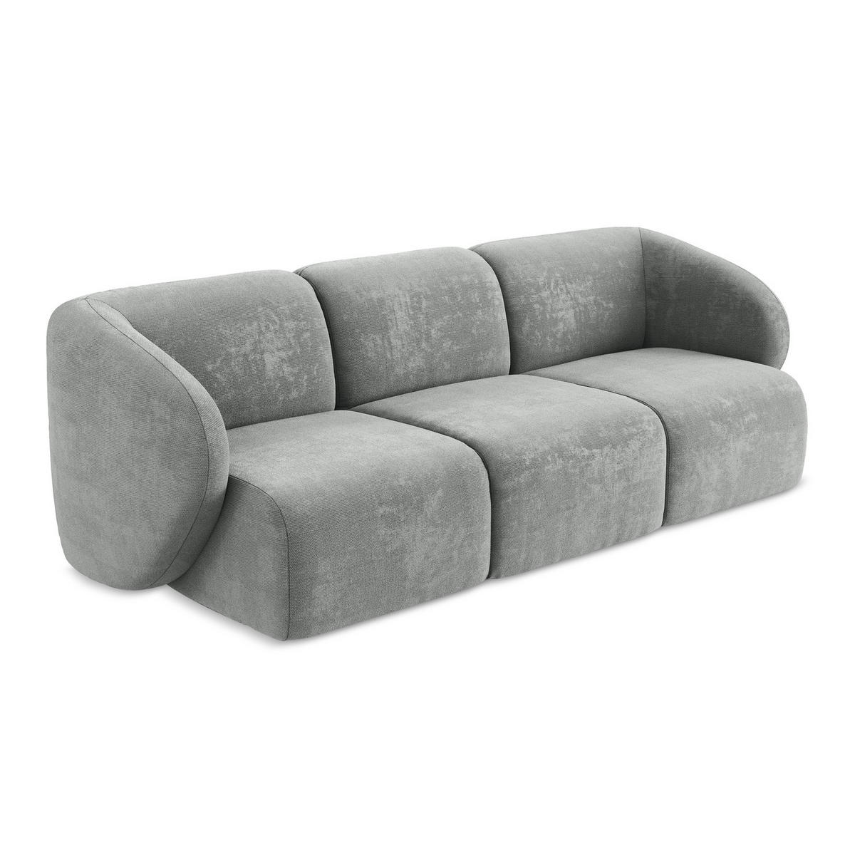 3-SITZER SOFA Chenille Stoff Grau - Schwarz/Grau, Holzwerkstoff/Kunststoff (244/75/94cm) - LaMiaSofa