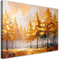LEINWANDBILD Goldene Bäume Waldlandschaft 60x40cm - Goldfarben, Textil (60/40cm) - Feeby