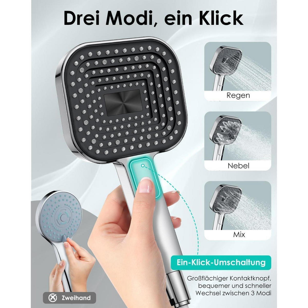 HANDBRAUSE Wassersparend 135mm Chrom - Silberfarben, Kunststoff (13.5/12.7/24cm)