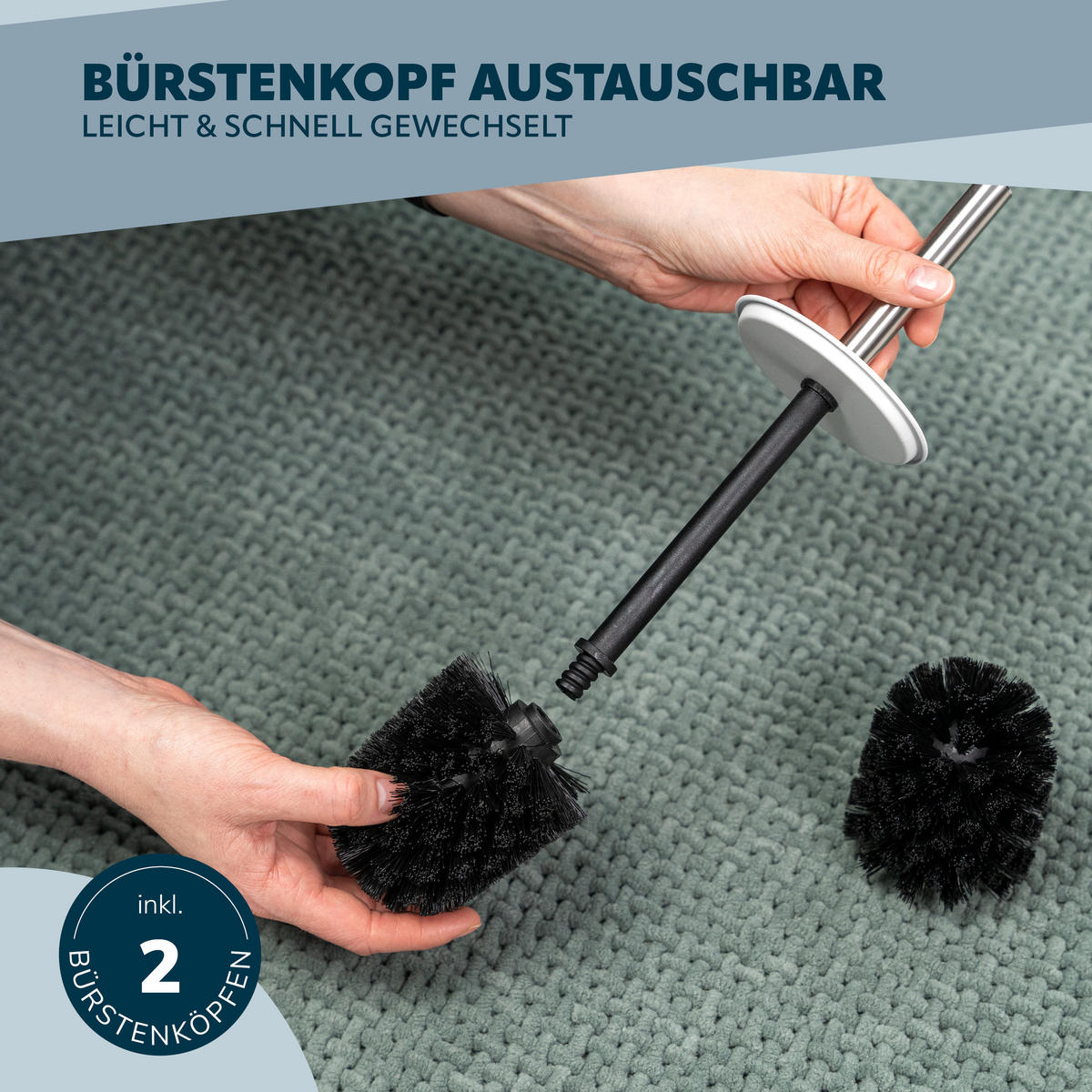 WC-GARNITUR inkl. Wandhalterung, Edelstahl weiß - Weiß, Metall (10/39/13.5cm) - bremermann