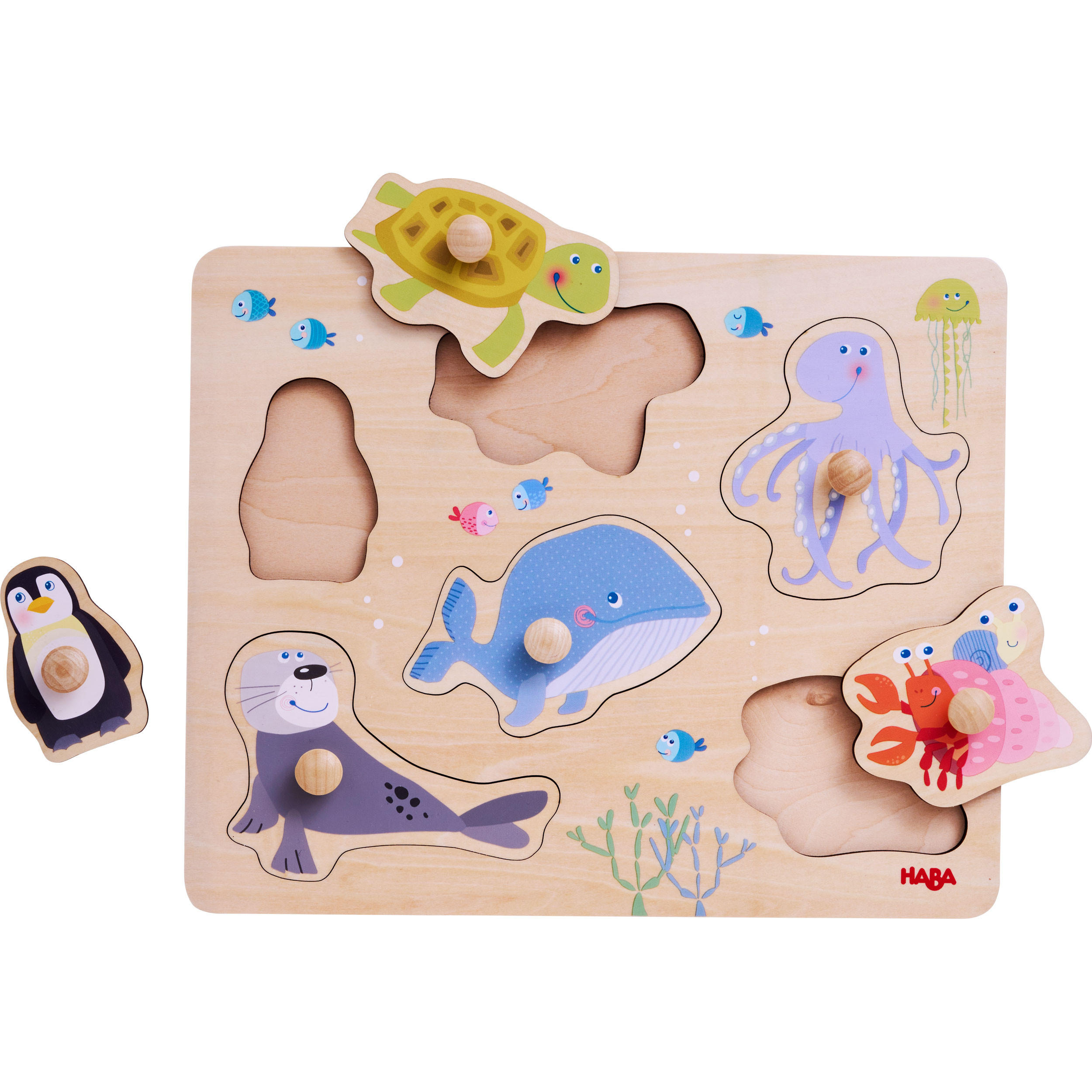 GREIFPUZZLE Meerestiere, ab 12 Monaten - Multicolor, Naturmaterialien (20.8/1.7/25cm) - Haba
