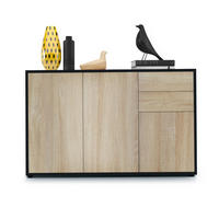 KOMODA Ben V3 Crna mat/Hrast piljeni (117 x 74 x 36 cm) - hrast San Remo, drvni materijal (117/74/36cm) - Vladon