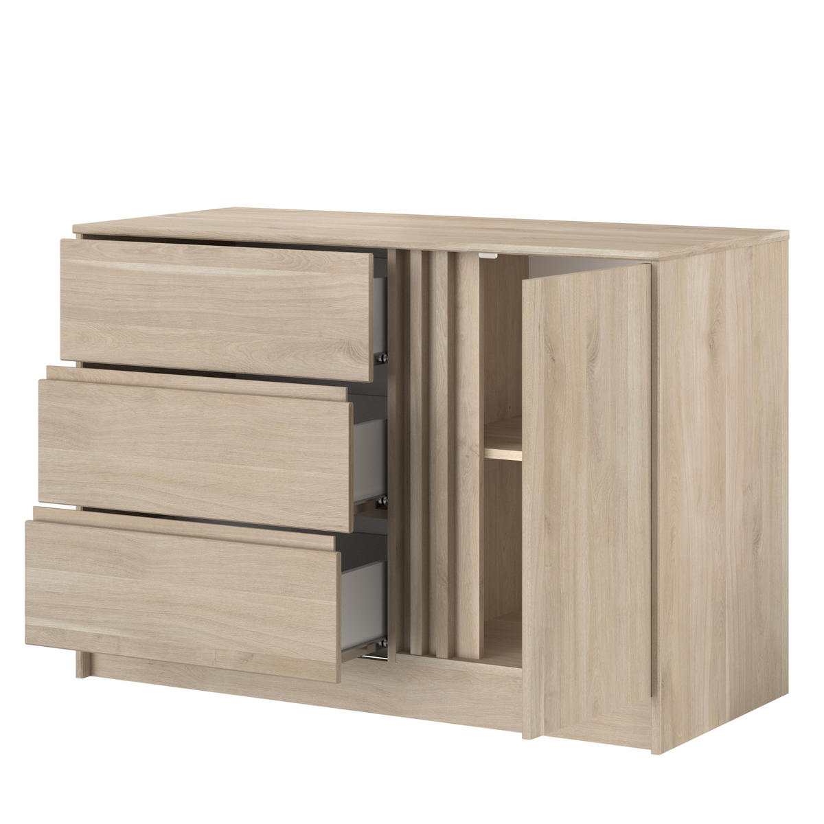 STAURAUMBETT Escale 11 in Japanischer Eiche 90x200cm mit Kommode von Parisot - Braun, Holzwerkstoff (90/200cm)