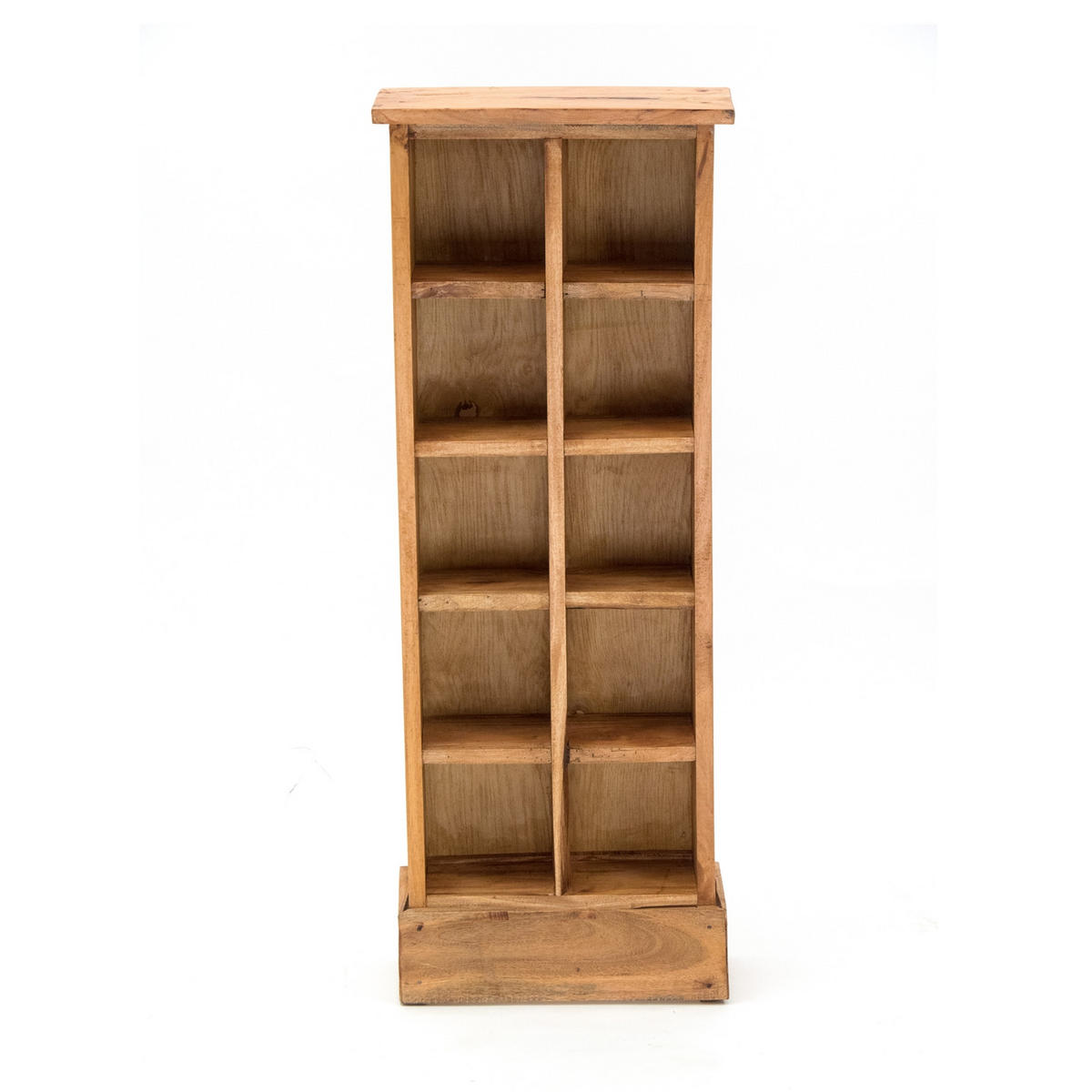 CD & BÜCHERREGAL NATURE Recyclingholz massiv, mit 10 Fächern 08 honigfarben gewachst - Honig, Holz (36/94/17cm) - DESIGN DELIGHTS