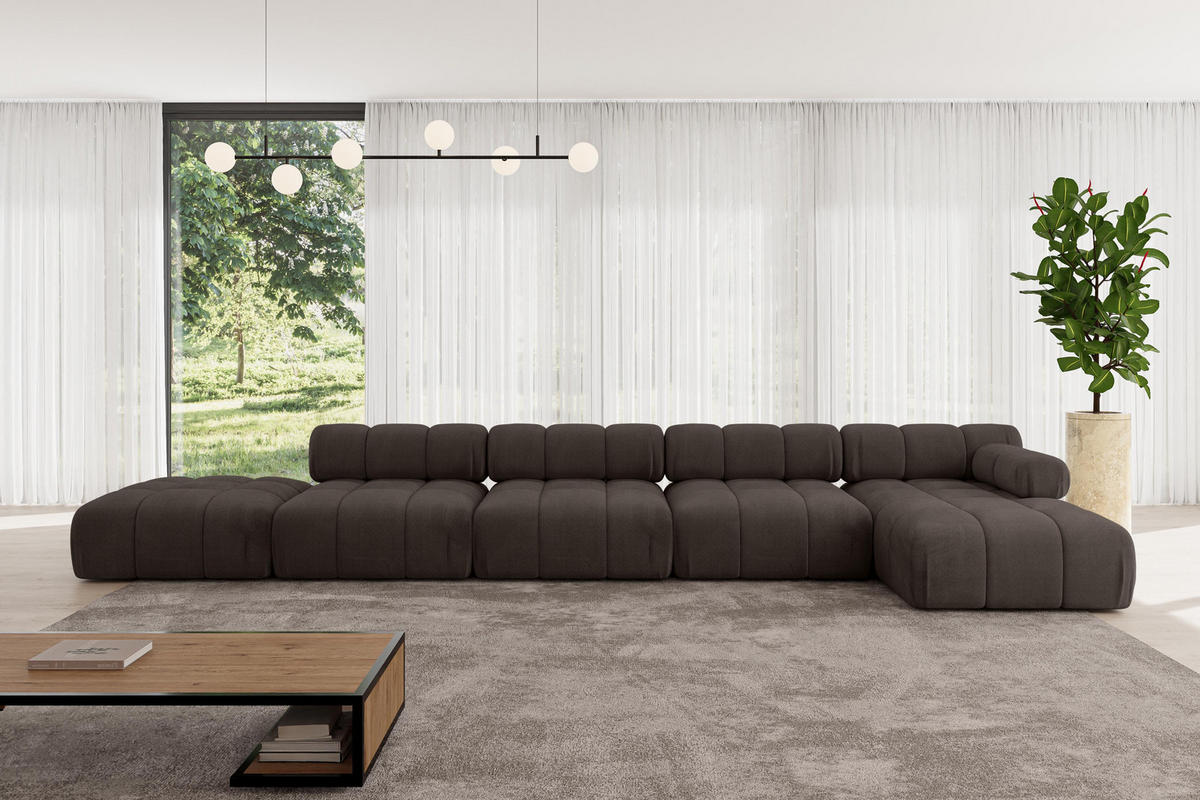 ECKSOFA modulares Sofa Lizur-L3 - 475x160x70 cm Braun Velours - Braun, Holzwerkstoff/Textil (475/160cm) - ALTDECOR