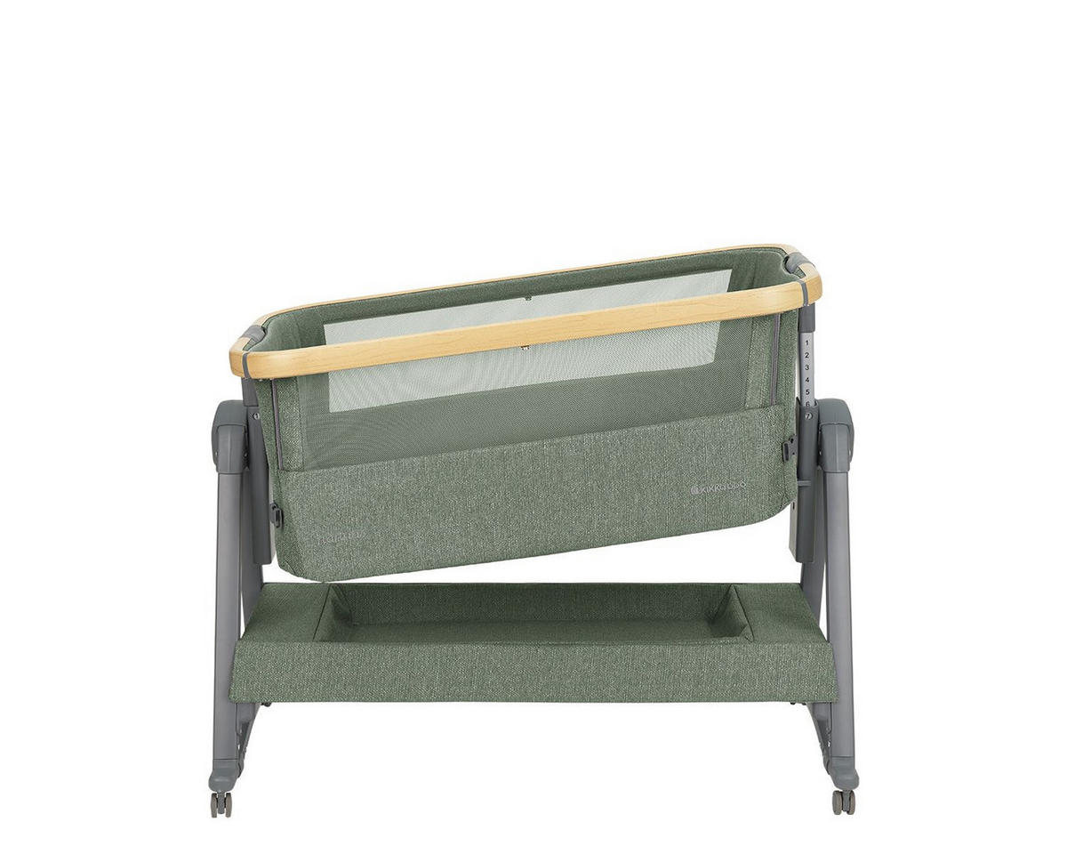 BEISTELLBETT Nanna 2 grün 100 x 48 cm, Schaukelstäbe, Anti-Reflux, Moskitonetz, Räder mit Bremse - Grün, Metall (48/100cm) - Kikka boo