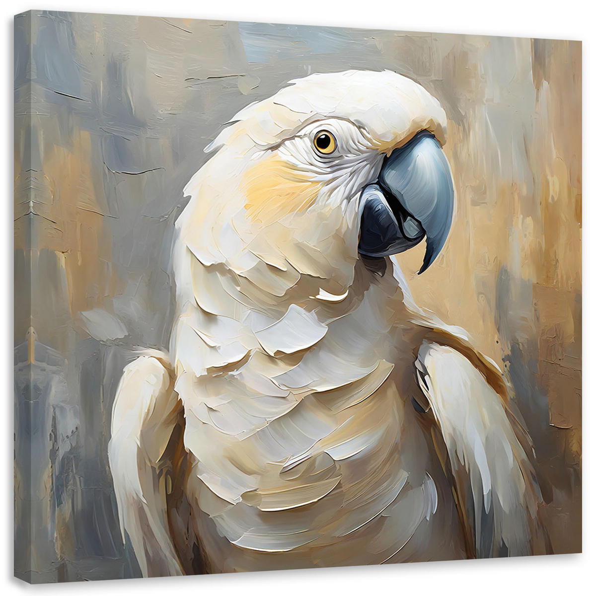 LEINWANDBILD Öl Papagei - Beige, Textil (40/40cm) - Feeby