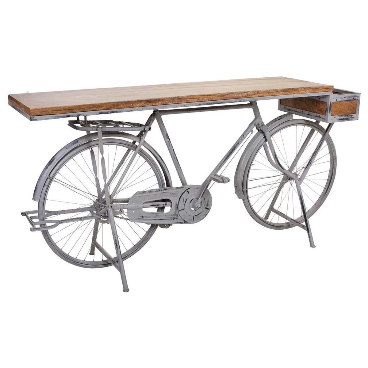 KONSOLE aus Holz und Metall 198X50X94 cm - Silberfarben, Metall (50/198/94cm) - Wanderlust