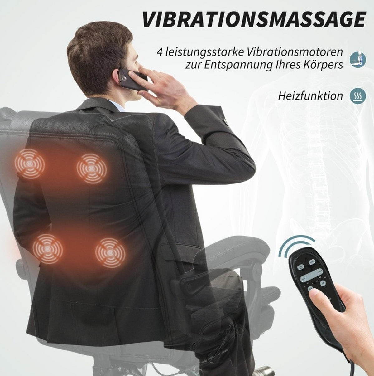 GAMINGSTUHL 64/70/110-118 cm, Massage & Wärme, Fußstütze, Mikrofaser, Schwarz - Schwarz, Kunststoff (70/118/64cm) - Redom