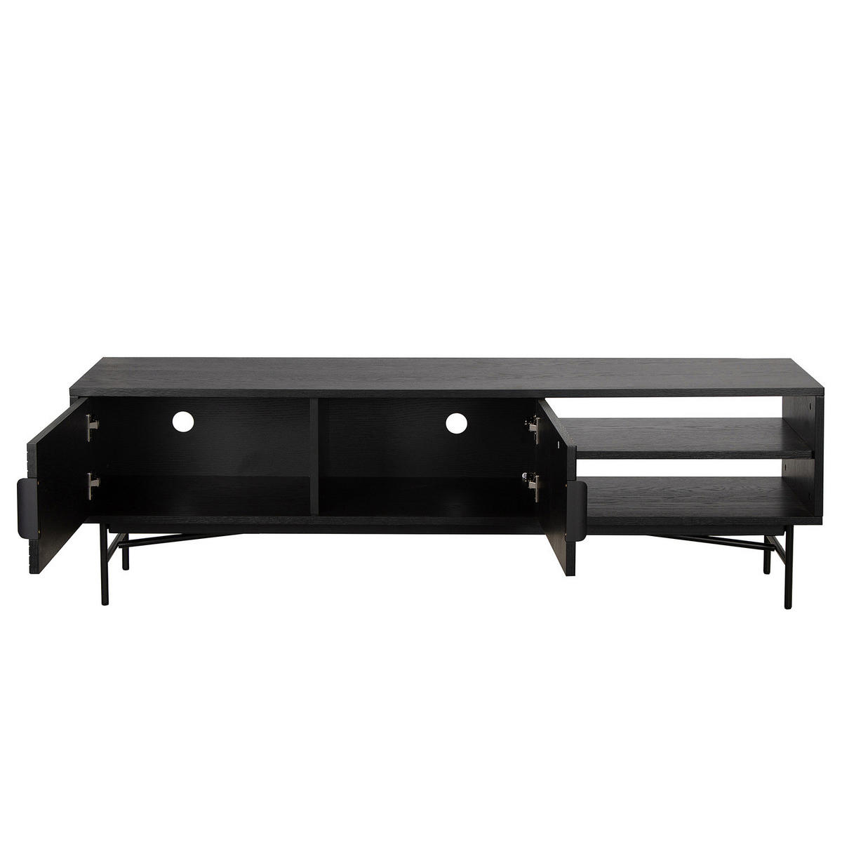 TV-LOWBOARD - Echtholzfurnier - 160 cm - Eichefarben/Schwarz, Holzwerkstoff/Metall (160/50/40cm) - home24
