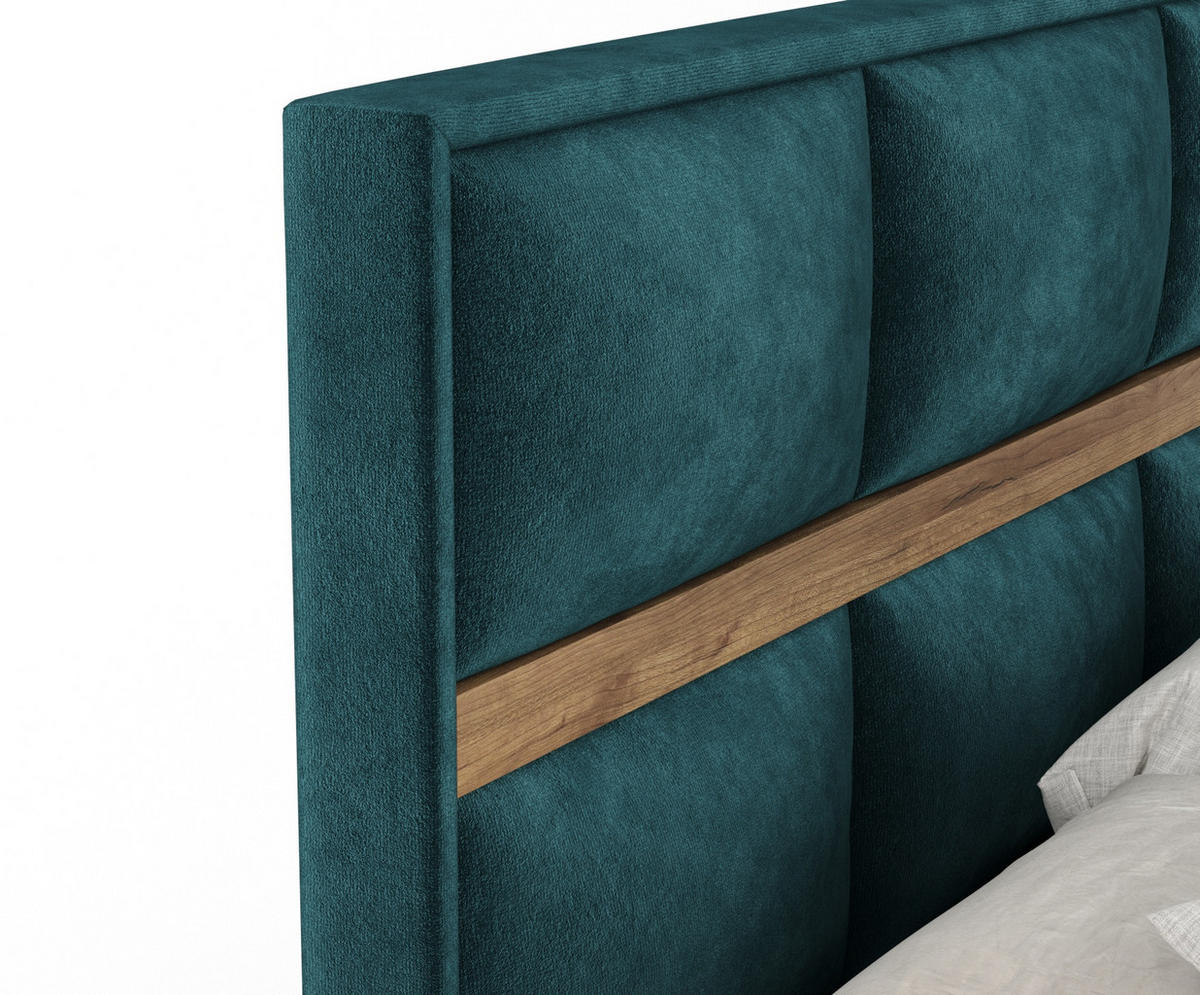 BOXSPRINGBETT Soto Türkisfarben 160/200 cm mit Latex-Topper - Türkis/Silberfarben, Holz/Holzwerkstoff (160/200cm) - Maison de Reve