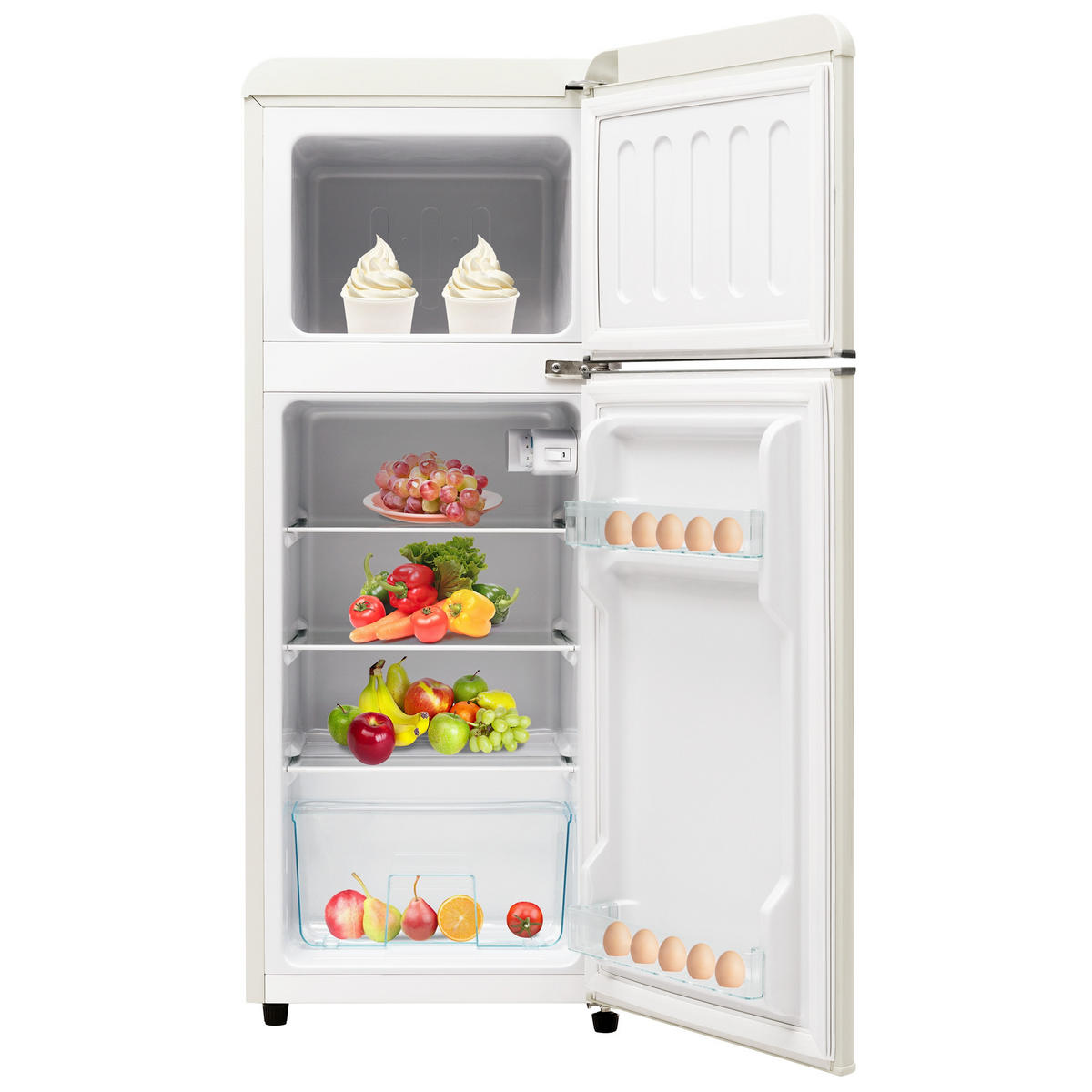 KÜHL-GEFRIER-KOMBINATION 92 l, 28 l Gefriervolumen, 105,5 x 41 cm, Energieeffizienzklasse D, Antique White - Creme, Kunststoff (45.5/105.5/41cm) - FOHERE