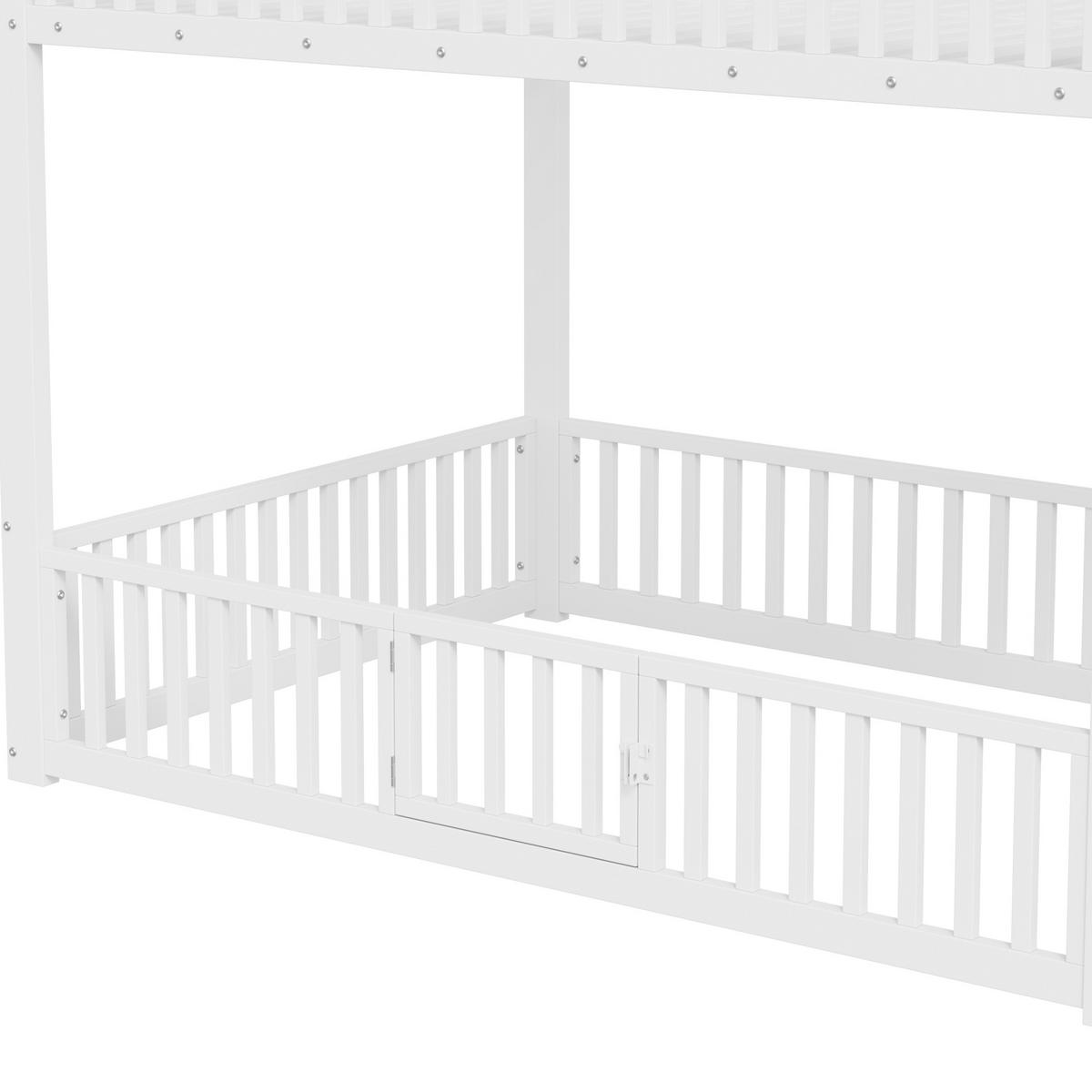 ETAGENBETT 140/200 cm Weiß mit LED und Stauraumleiter - Weiß, Metall (140/200cm) - MIVRAY