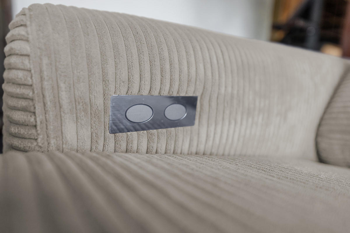 ECKSOFA LAISKA Steingrau Cord - Beige/Schwarz, Textil/Metall (282/177cm) - KAWOLA