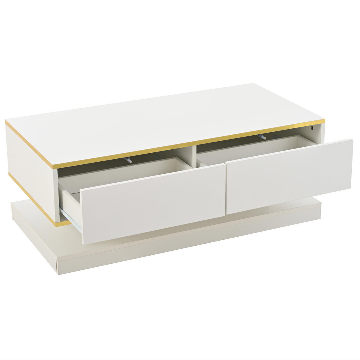 COUCHTISCH mit 2 Schubladen 100 x 50 cm Hochglanz Weiß - Weiß, Holzwerkstoff (100/50/38cm) - Meubliv