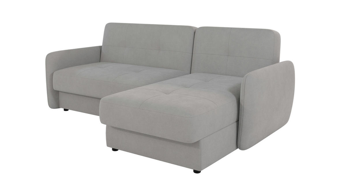ECKSOFA Lupo Silber Mikrofaser - Silberfarben/Schwarz, Holz/Kunststoff (232/147cm) - S-Style Möbel