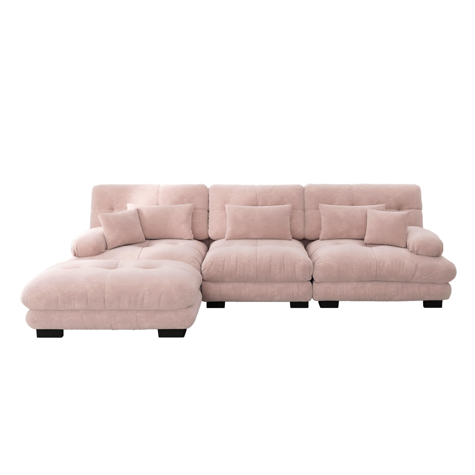 L-FÖRMIGES ECKSOFA Pink 313/145/81 cm 3-Sitzer Modular mit Hocker - Pink, Textil (313/145cm) - PANGIVO