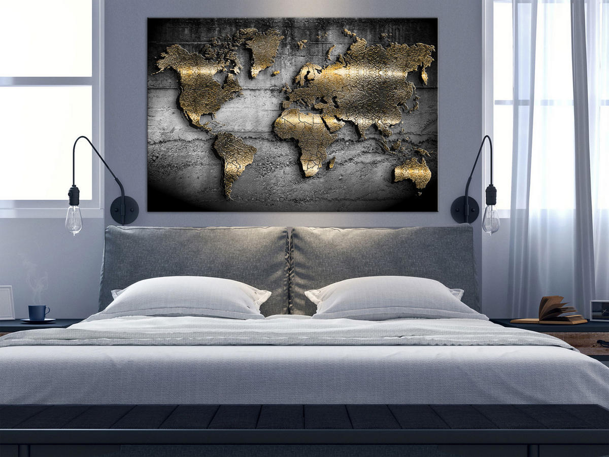 KUNSTDRUCK Gold 60/40 cm - Goldfarben/Grau, Textil (60/40cm) - KUNSTLOFT