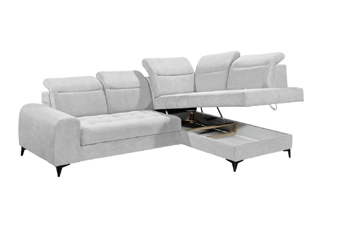 ECKSOFA mit elektrischer Sitztiefenverstellung - Hellgrau, Kunststoff/Textil (200/282cm) - ed exciting design