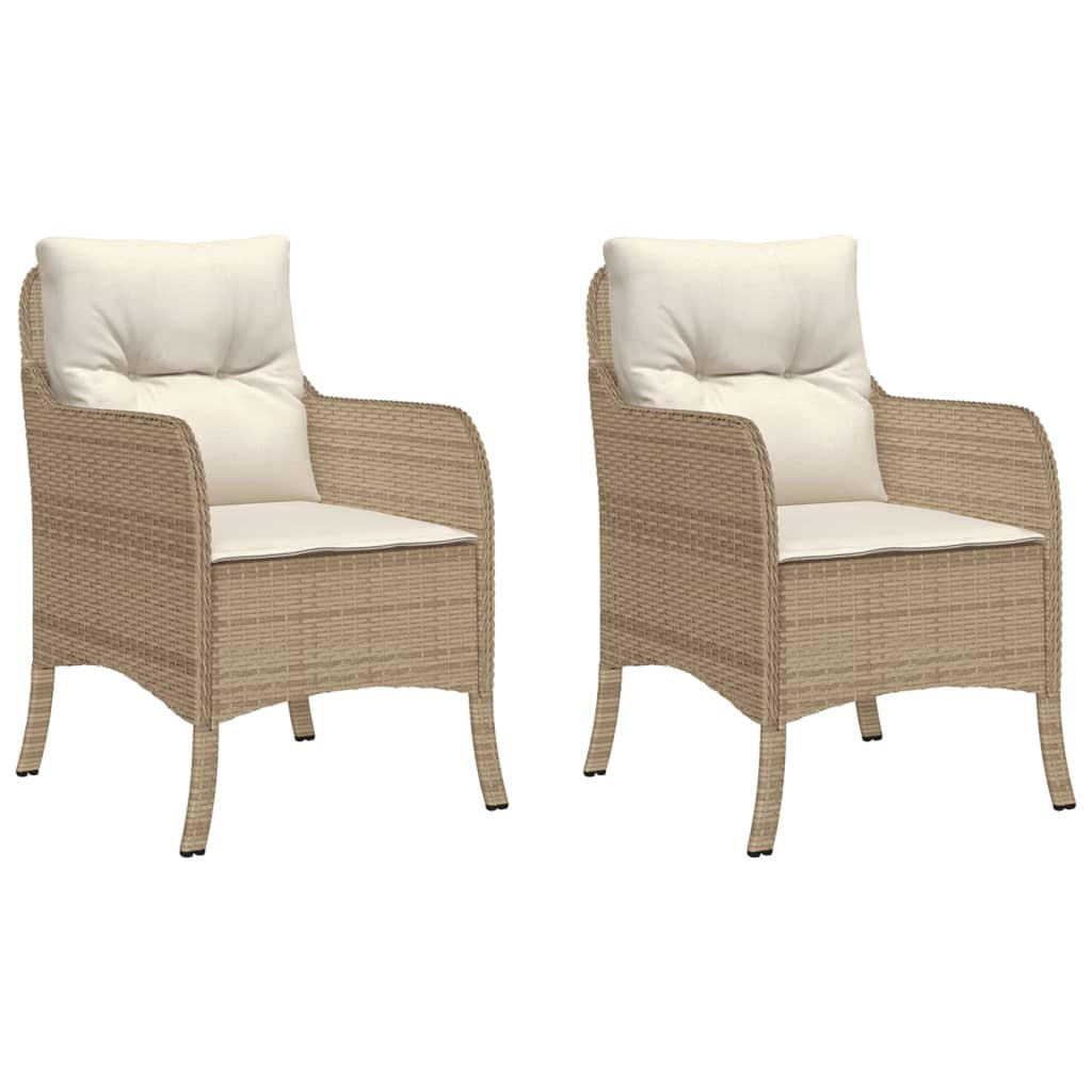 GARTENSTÜHLE Mit Kissen 2 Stk. Beige Poly Rattan - Beige, Kunststoff (67/86/58.5cm) - vidaXL