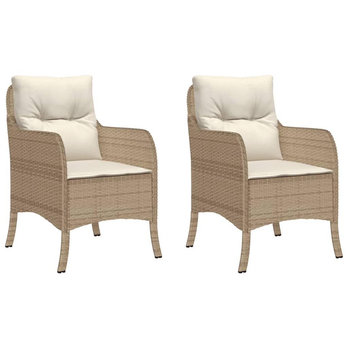 GARTENSTÜHLE Mit Kissen 2 Stk. Beige Poly Rattan - Beige, Kunststoff (67/86/58.5cm) - vidaXL