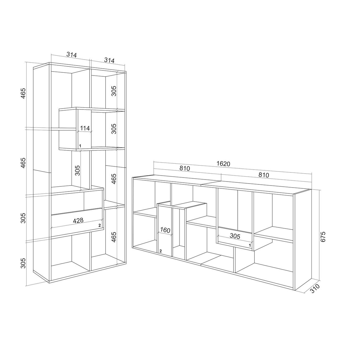 REGAL Bibliothek, Eiche und Schwarz, 67/31/162cm - Eichefarben/Schwarz, Holzwerkstoff (67/162/31cm) - Skraut Home