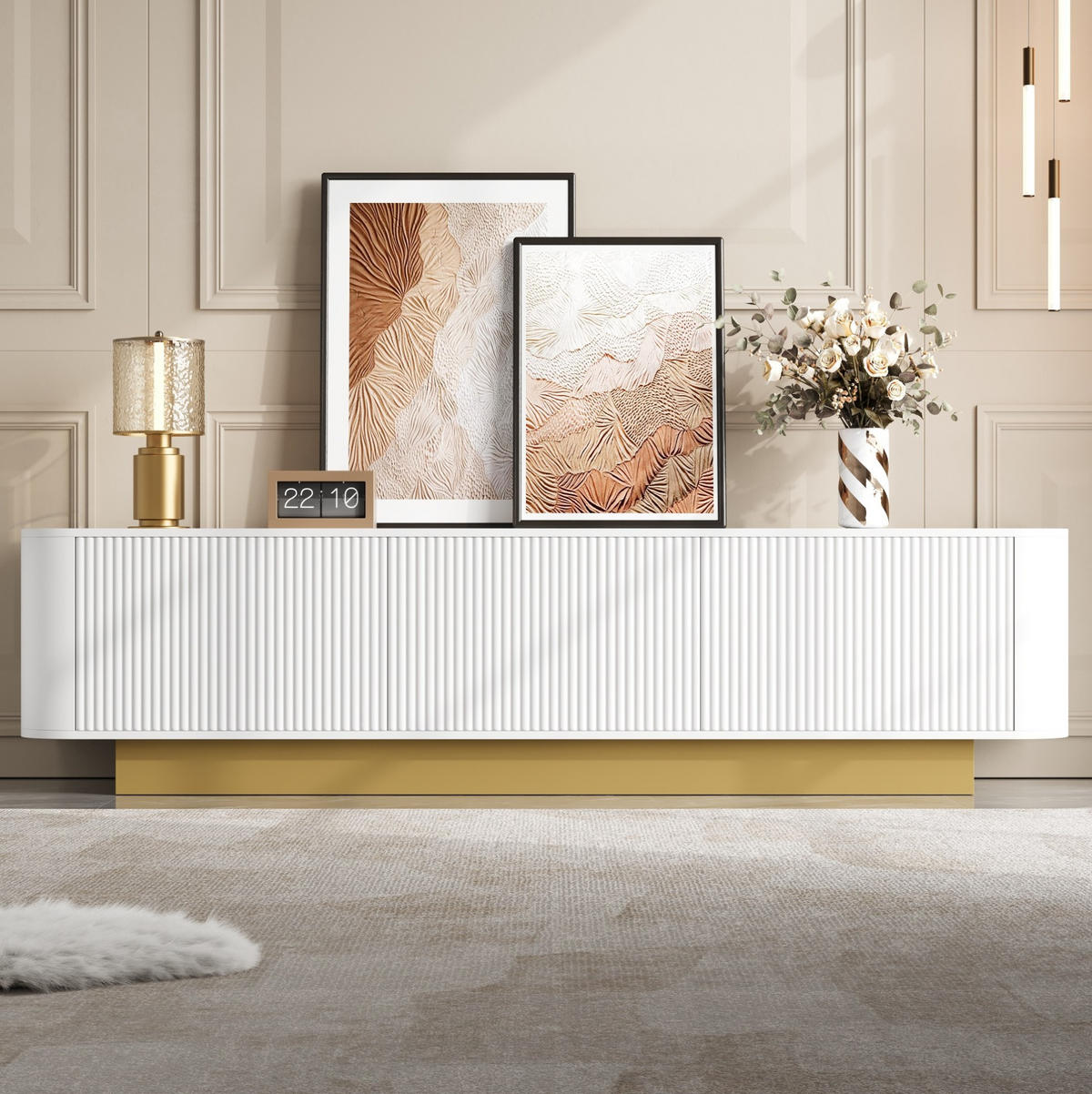 TV-LOWBOARD mit Stauraum 170 x 40,5 x 47 cm MDF/PB Weiß - Weiß, Holzwerkstoff (40.5/47/170cm) - Beauniv