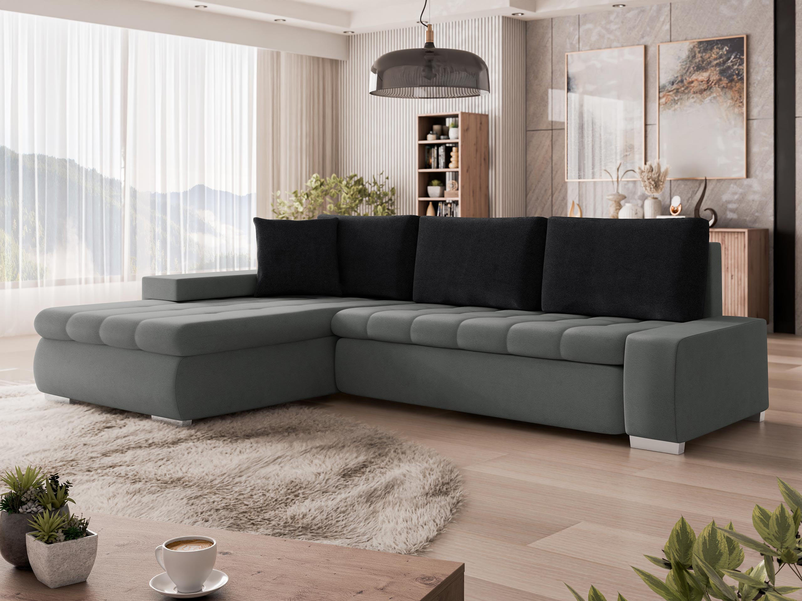 ECKSOFA Orkan Mini - Greige, Holz/Textil (265/185cm) - MIRJAN24
