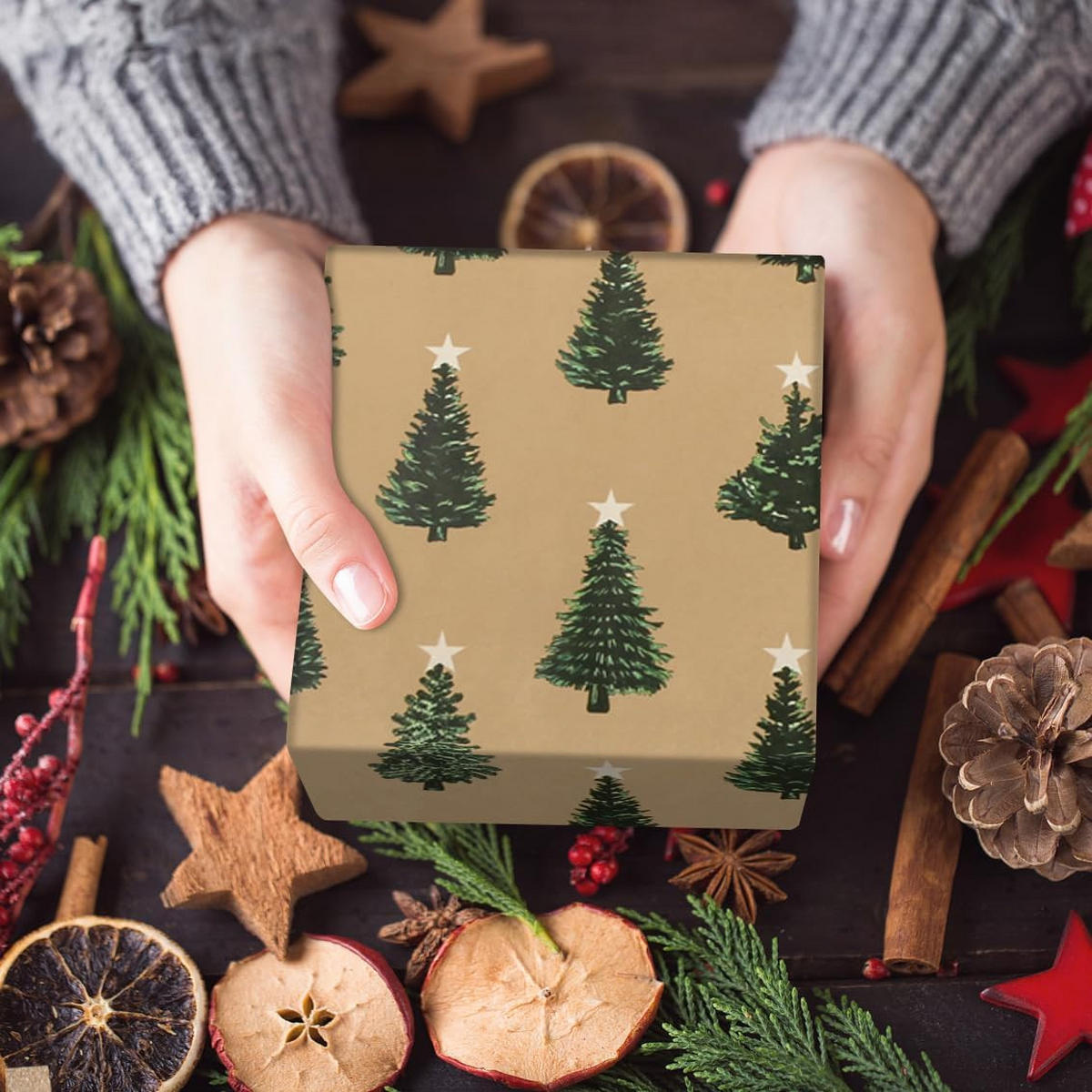 GESCHENKPAPIER – Weihnachts-Geschenkpapier – 43 x 300 cm – Braun - Braun, Papier (4/4/43cm)