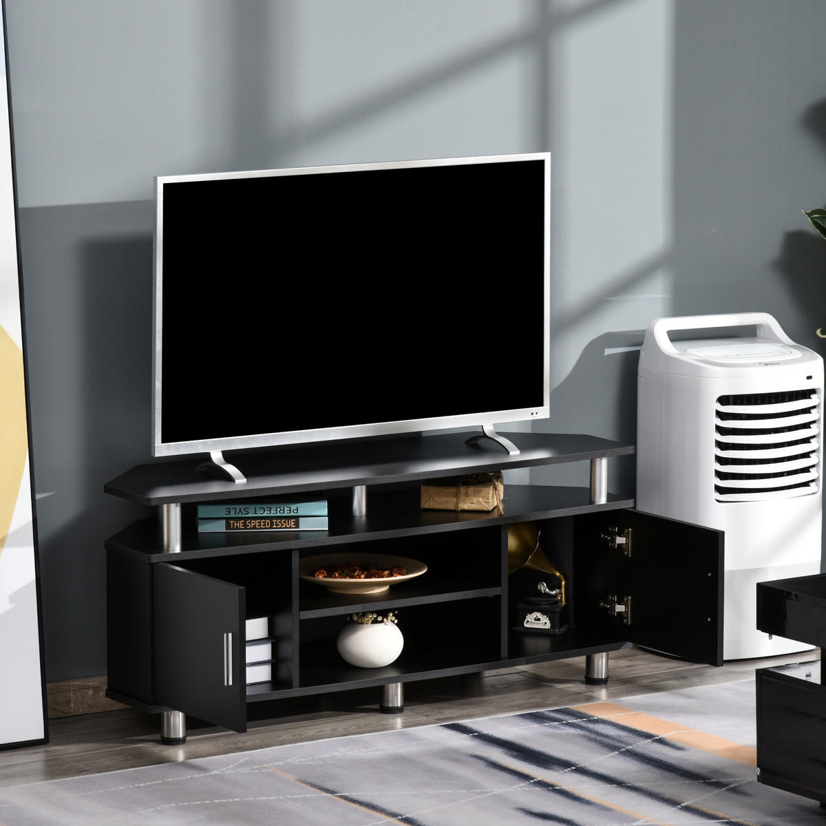 TV-MÖBEL Schwarz 1 Stück - Schwarz, Holzwerkstoff (120/52/40cm) - GiPP