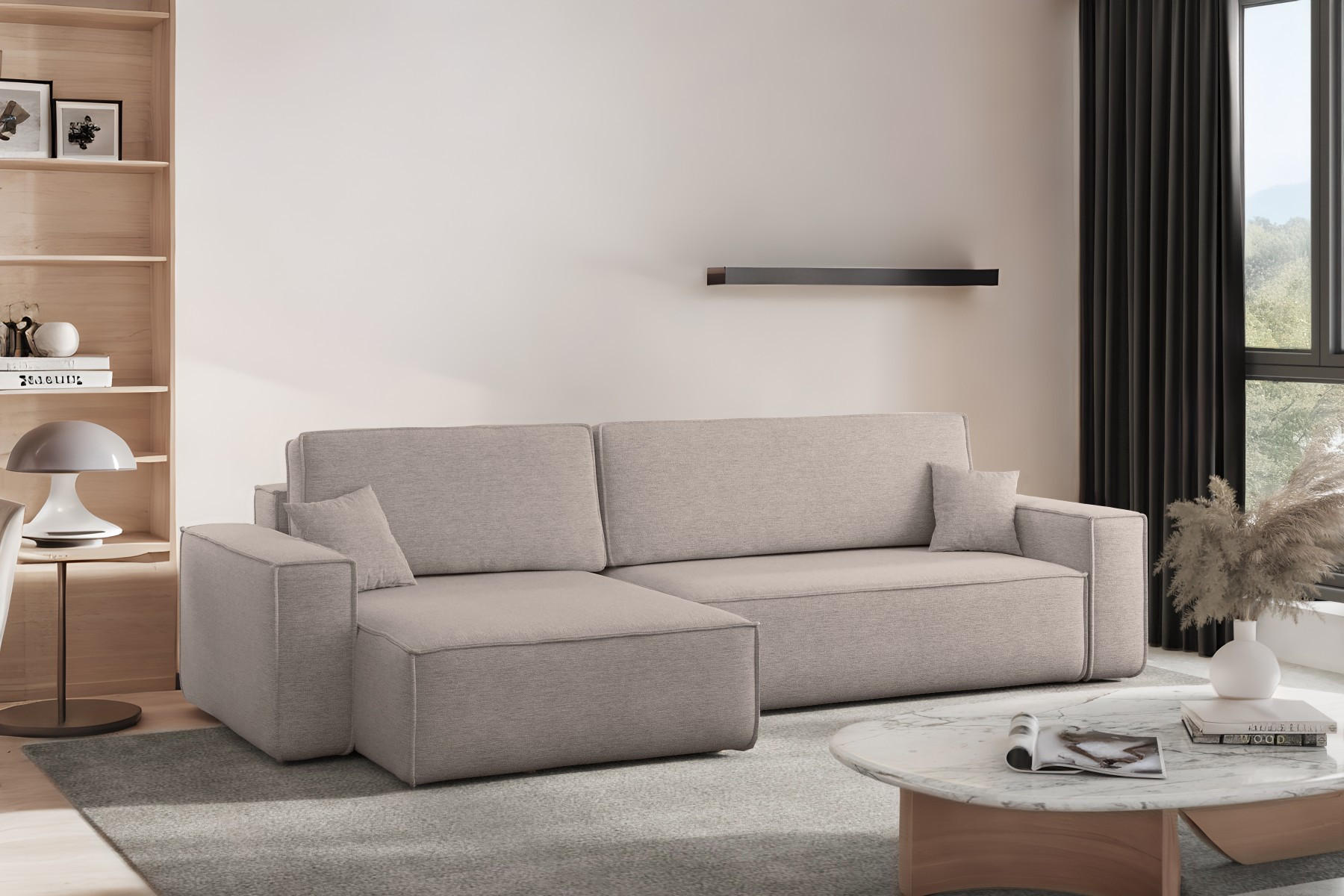 ECKSOFA Mit Schlaffunktion Und Bettkasten, Eckcouch Best XL Stoff Verita Beige Links - Beige, Holz (145/274cm) - Kaiser Möbel