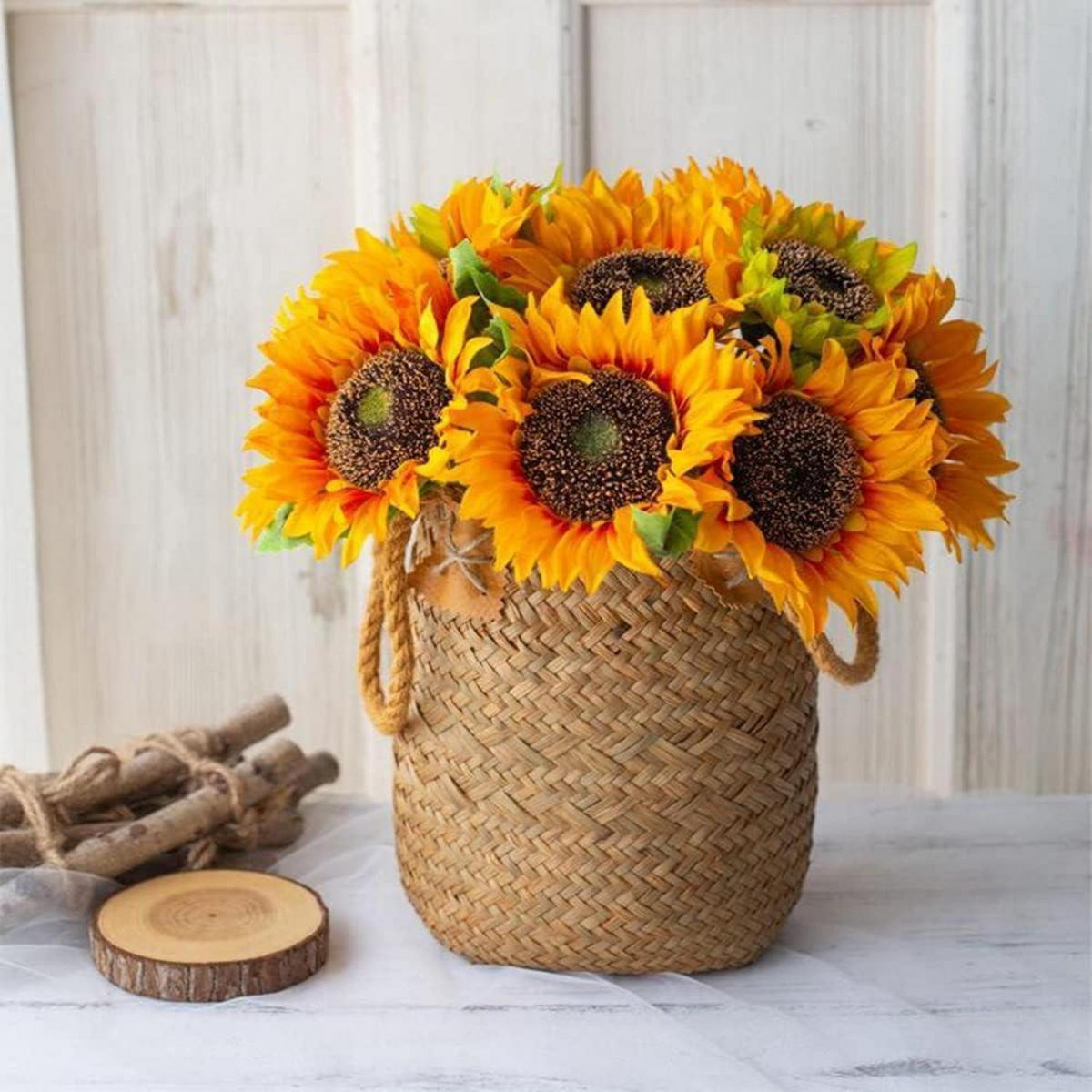 KÜNSTLICHE Sonnenblumen 10-teiliges Set 45 cm - Gelb, Kunststoff (40cm)