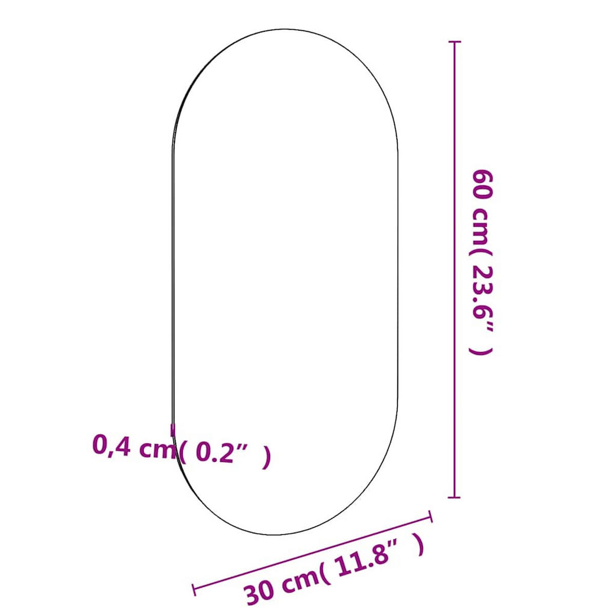 SPIEGEL 60/30 Cm Glas - Weiß, Glas (30/0.4/60cm) - vidaXL