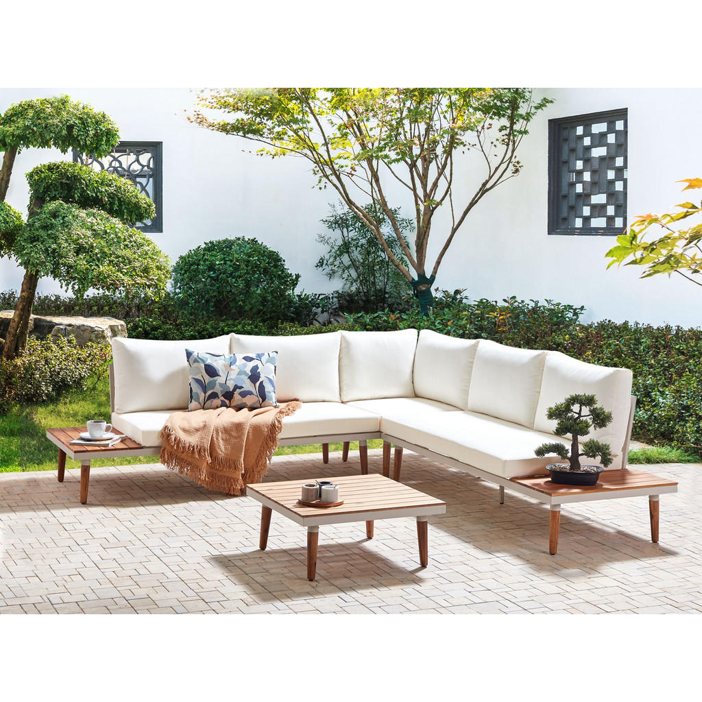 Thumbnail - Beliani Lounge-Set, Creme, Holz, 5-Sitzer, L-Form, Loungemöbel, Loungemöbel-Sets