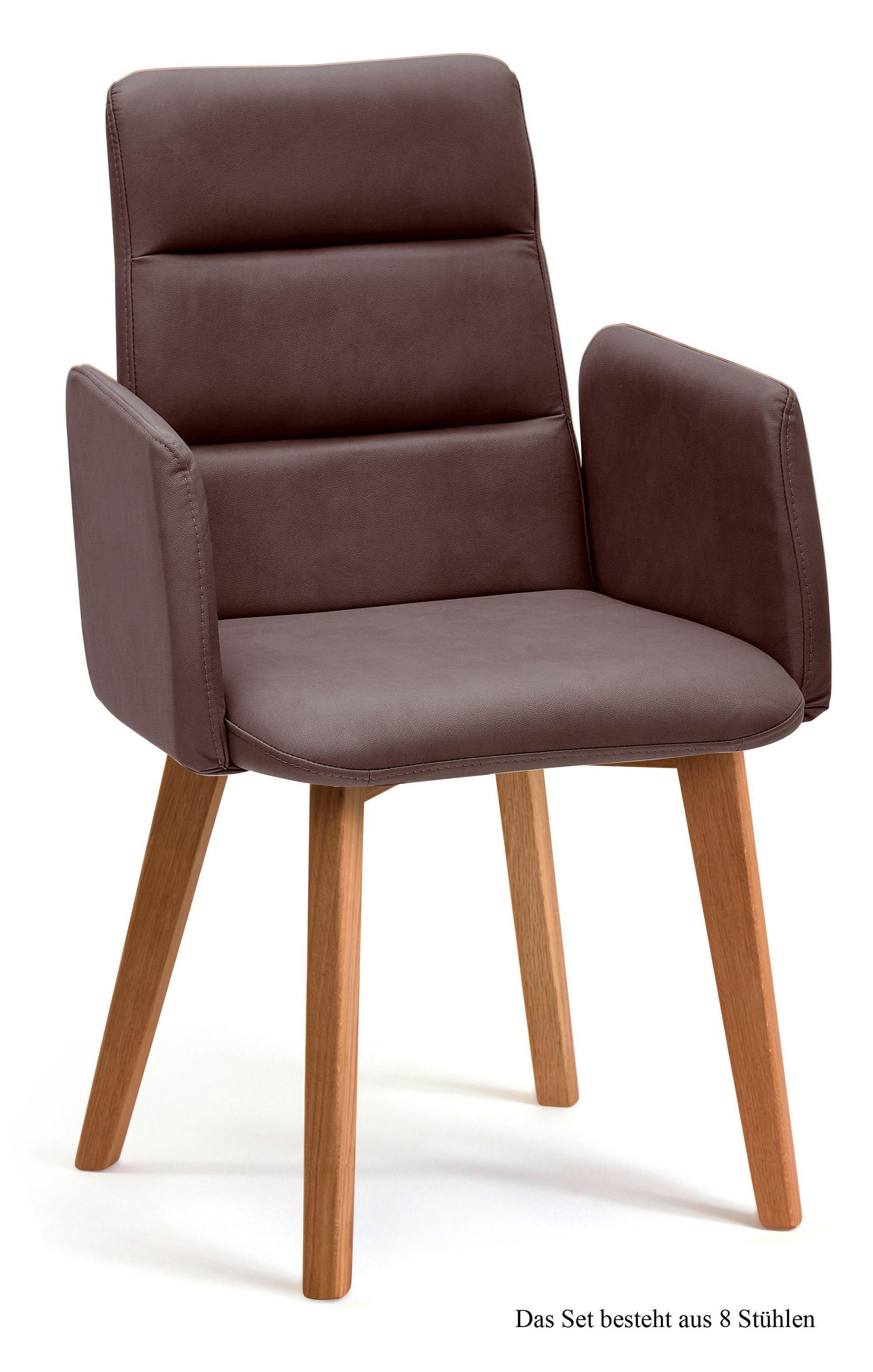 ARMLEHNSTUHL (8er-Set) Darelle 52x92x60 Eiche geölt/Braun - Eichefarben/Braun, Kunststoff (60/92/52cm) - 58aufmkessel