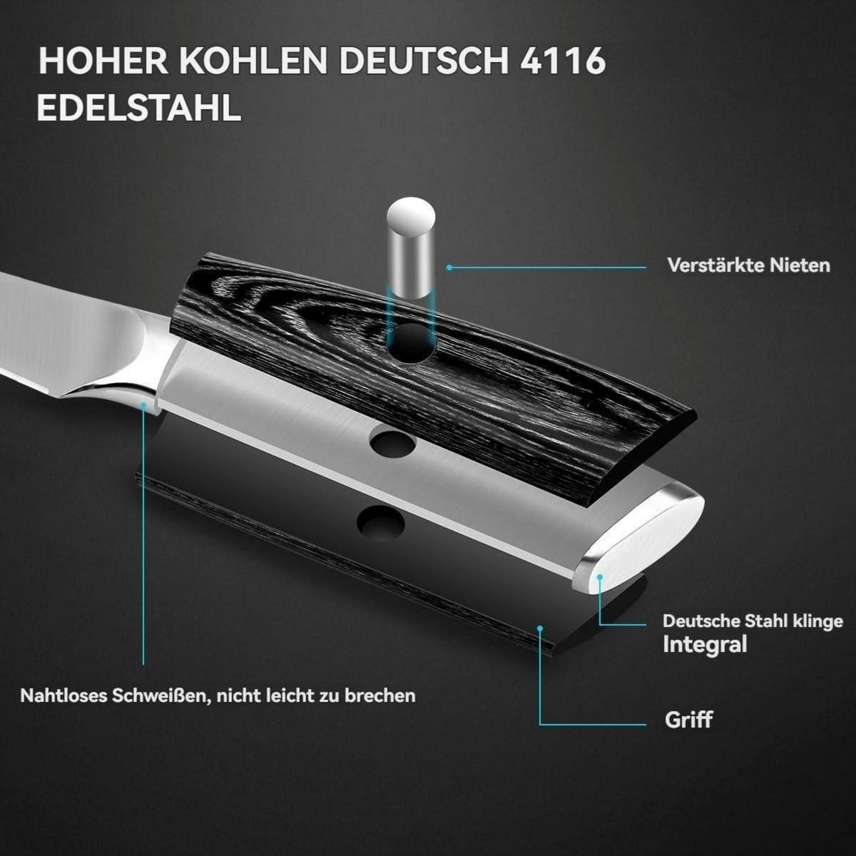 KÜCHENMESSERSET 2-teilig mit 13 cm Kochmesser und 9 cm Schälmesser aus Edelstahl - Silberfarben, Metall (23cm)